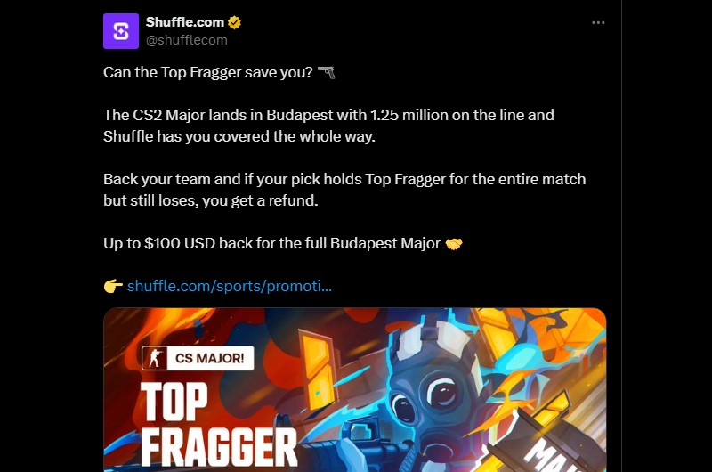 Twitter Shuffle CSGO Top Fragger Refund